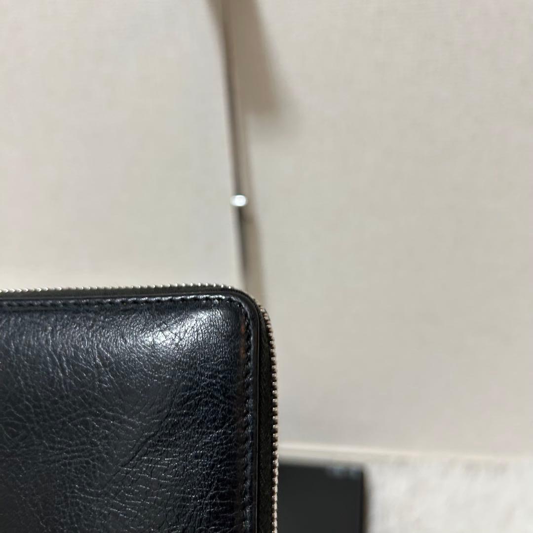 【美品✨エッセンシャル】バレンシアガ　ラウンドジップ　レザー　ブラック　男女兼用