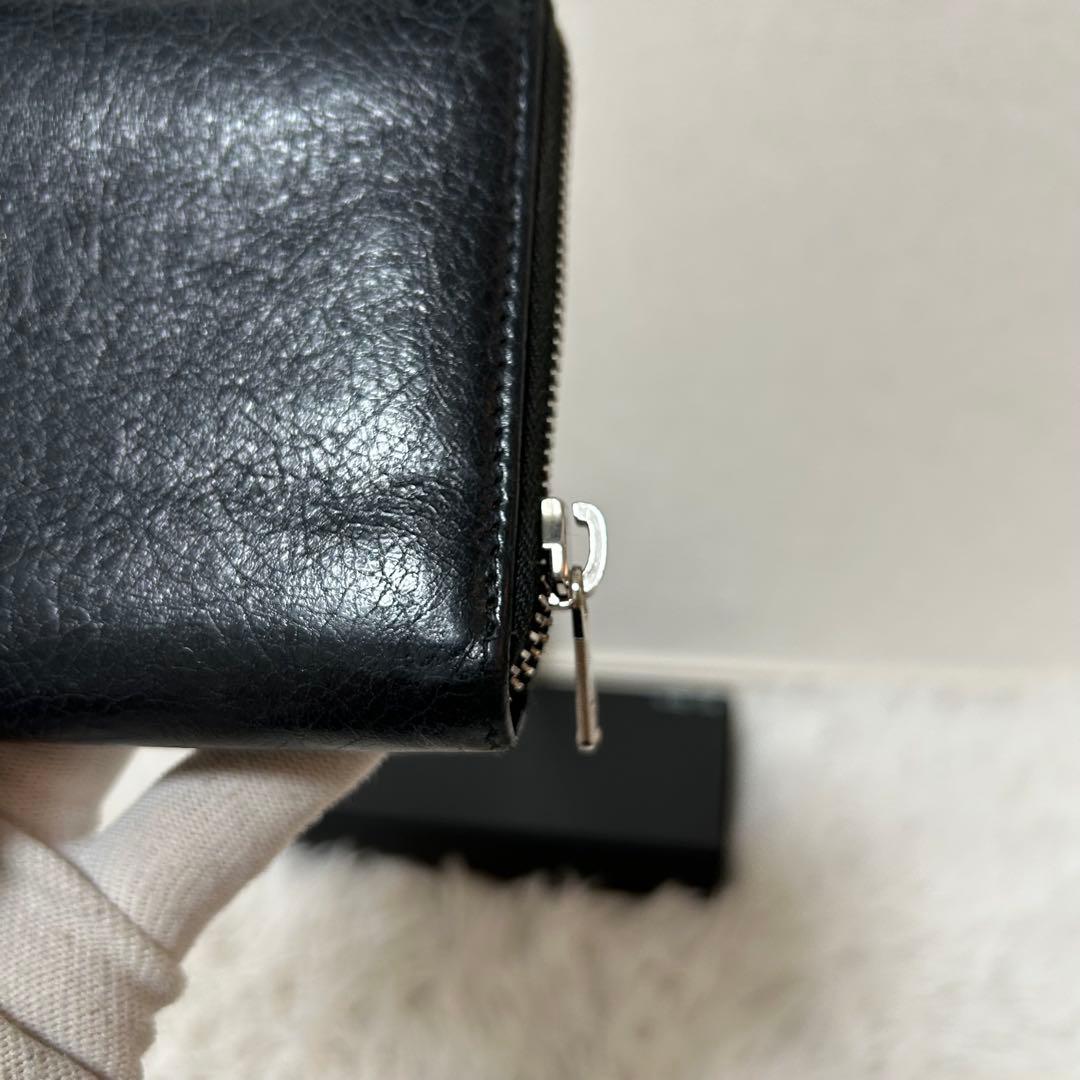 【美品✨エッセンシャル】バレンシアガ　ラウンドジップ　レザー　ブラック　男女兼用