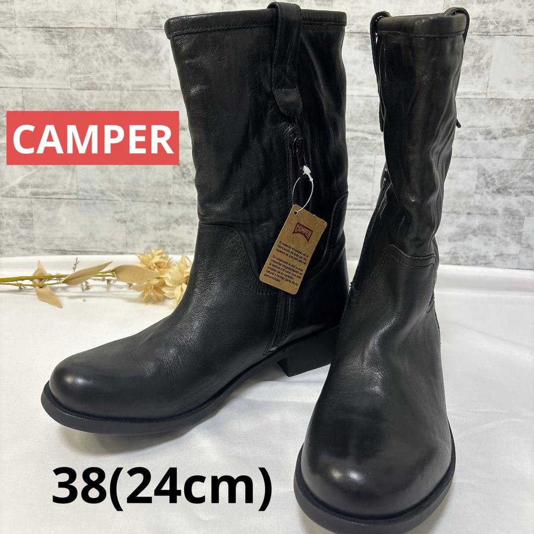 【未使用品】カンペール　CAMPER ミドルブーツ　ブラック　38 サイドジップ