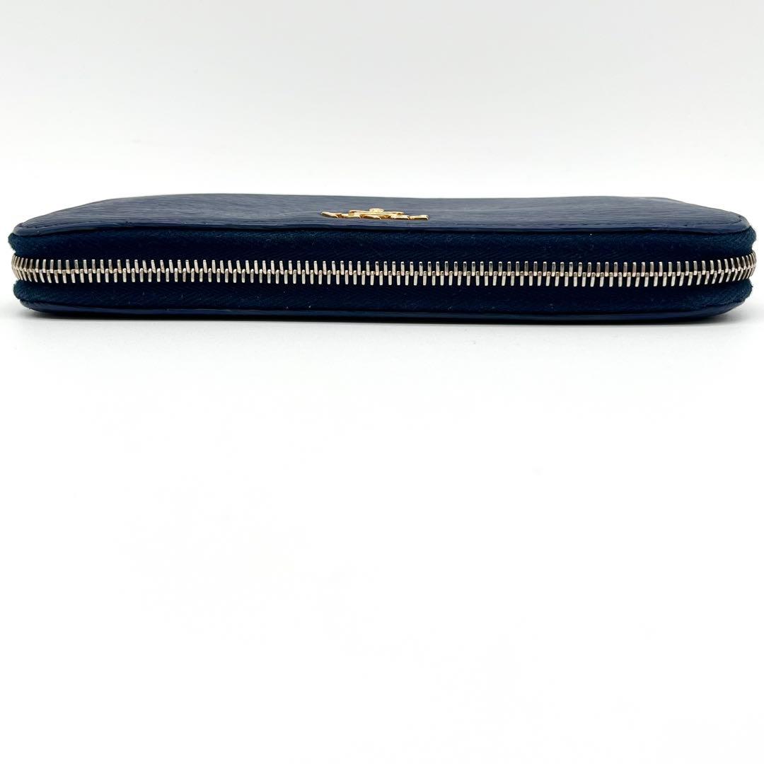 【美品】PRADA ヴィッテロムーヴ　ラウンドファスナー　ゴールド金具　ブルー