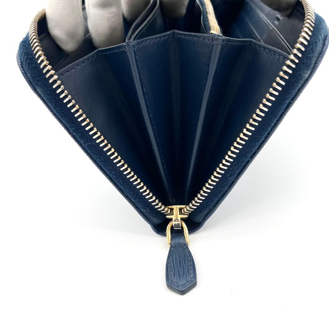 【美品】PRADA ヴィッテロムーヴ　ラウンドファスナー　ゴールド金具　ブルー