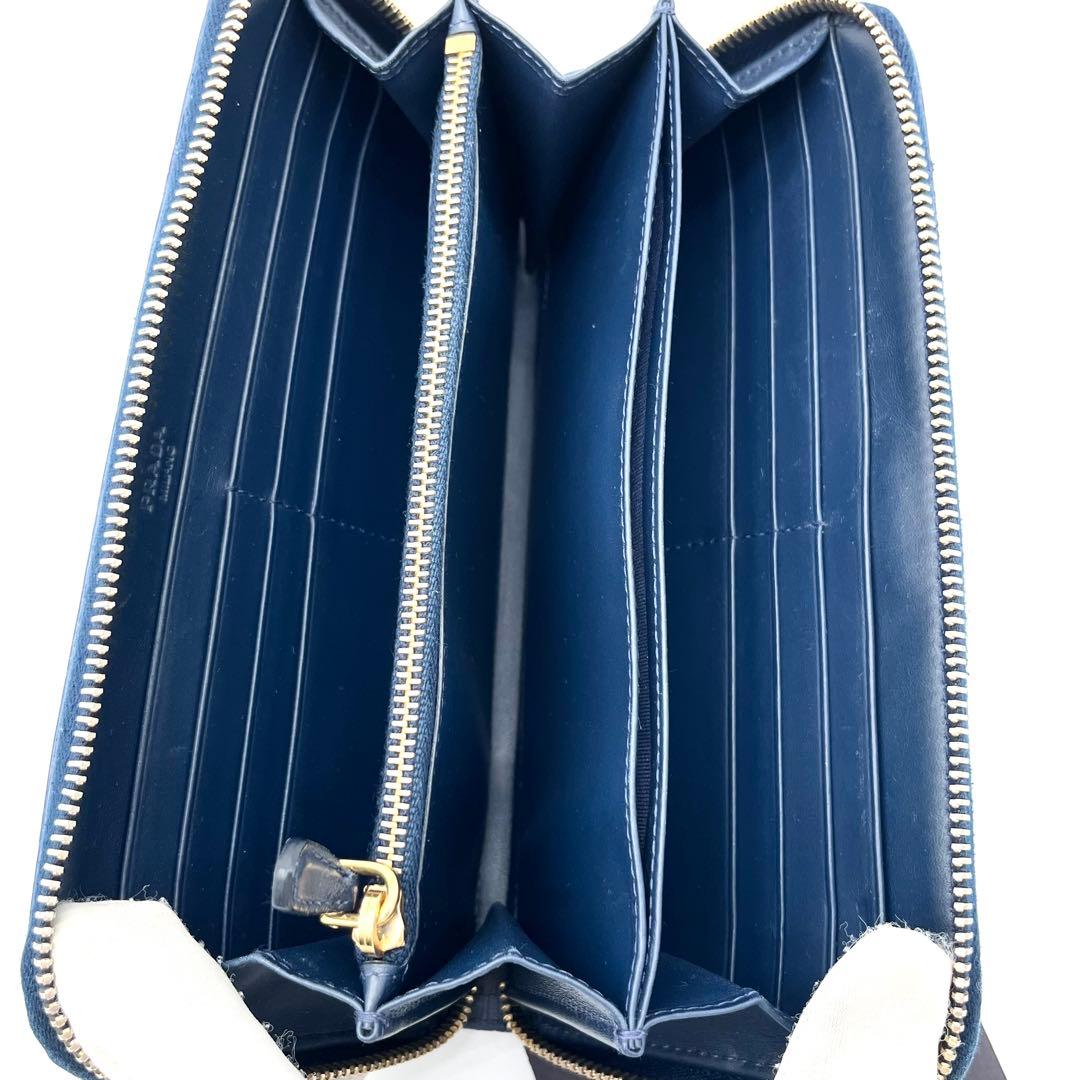 【美品】PRADA ヴィッテロムーヴ　ラウンドファスナー　ゴールド金具　ブルー