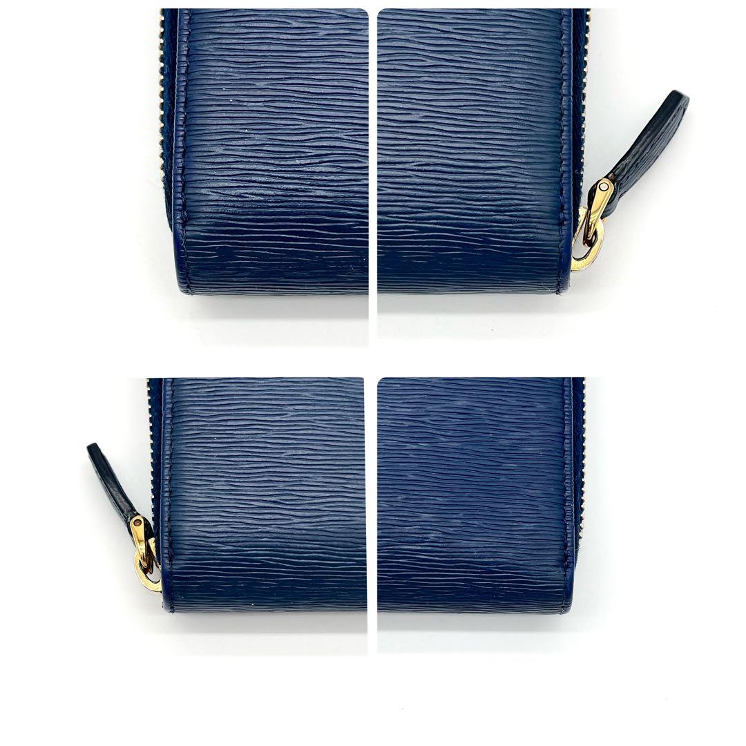 【美品】PRADA ヴィッテロムーヴ　ラウンドファスナー　ゴールド金具　ブルー