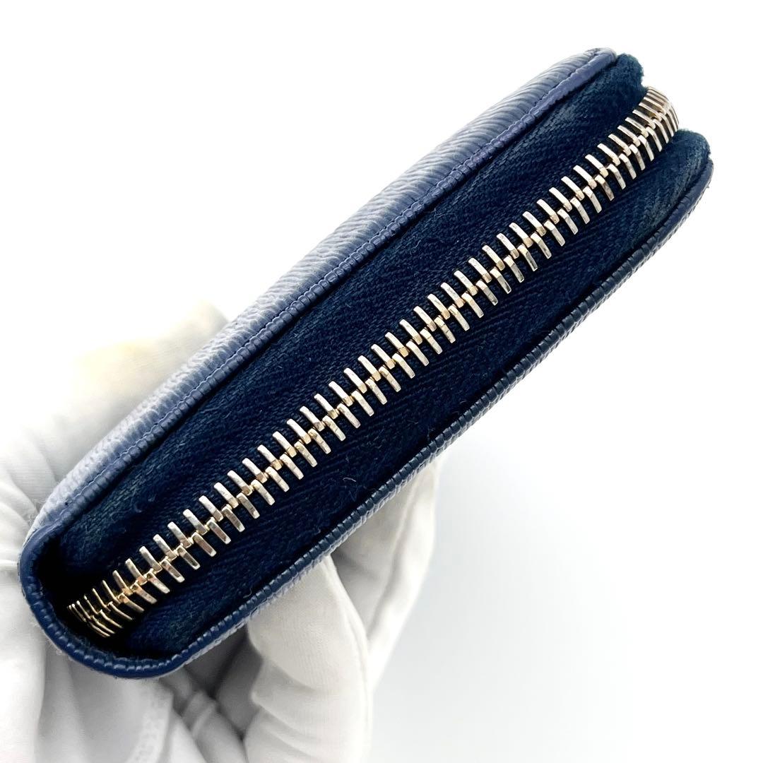 【美品】PRADA ヴィッテロムーヴ　ラウンドファスナー　ゴールド金具　ブルー