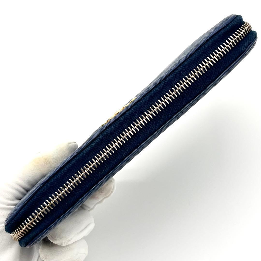 【美品】PRADA ヴィッテロムーヴ　ラウンドファスナー　ゴールド金具　ブルー