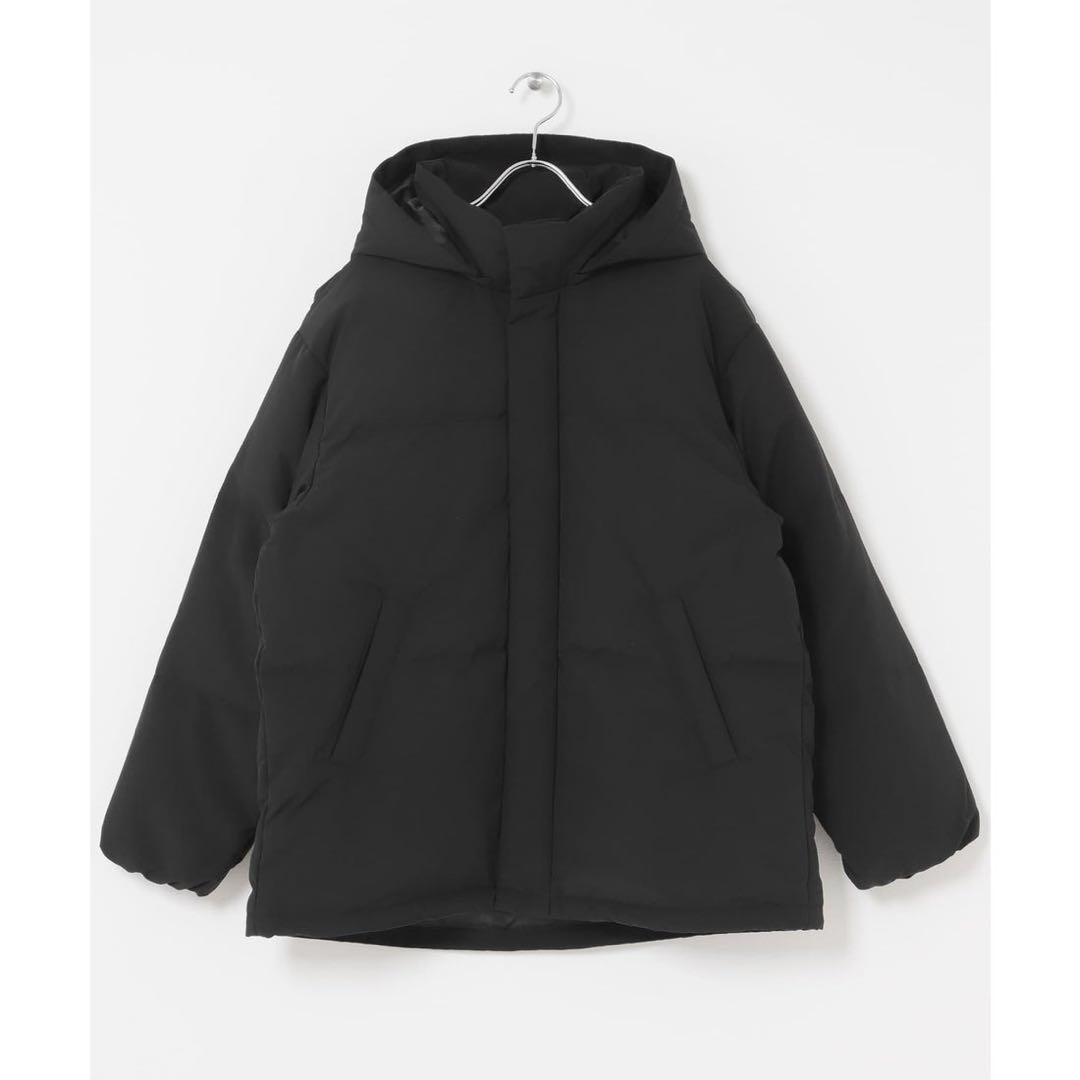 【未使用品タグあり】黒 フード付きダウンジャケット レディースMサイズ