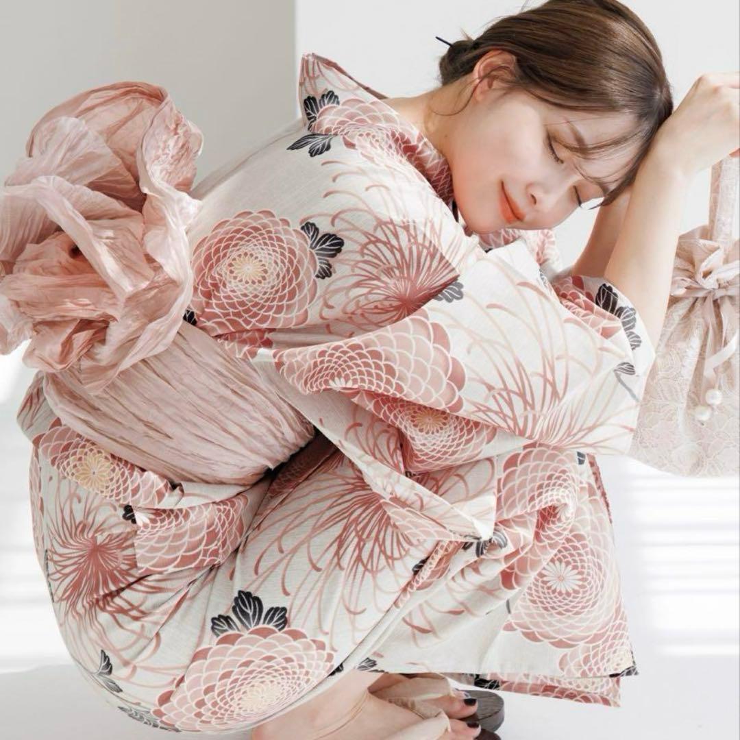 Dita 完売人気柄　浴衣　赤　ピンク　帯　セット