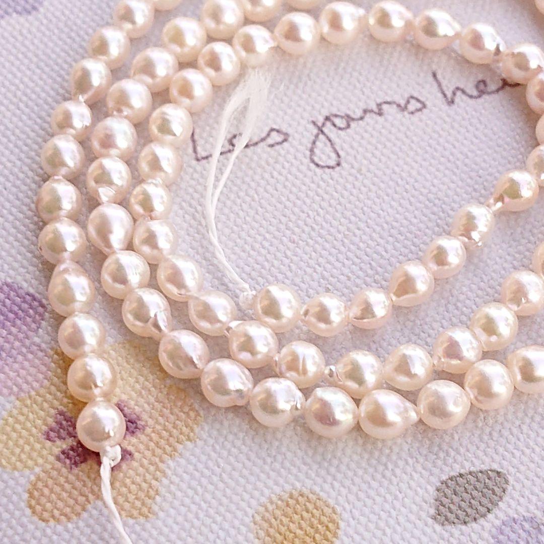 伊勢志摩産あこや真珠　ベビーパール　バロック　一連　ハンドメイド材料　加工不可
