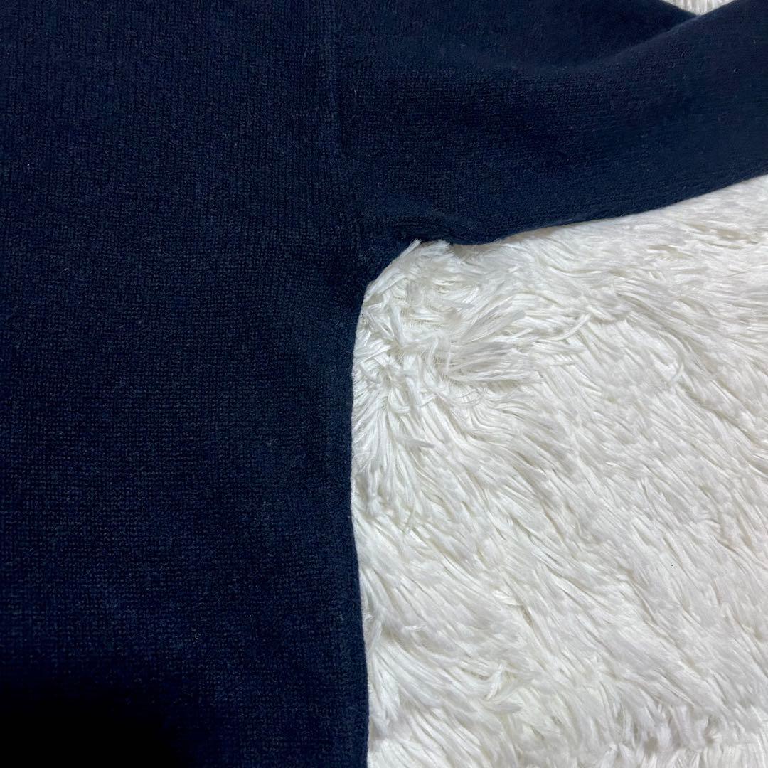 【美品】MaxMara カシミヤ100%　Mロゴ　ニット　セーター　ネイビー　L