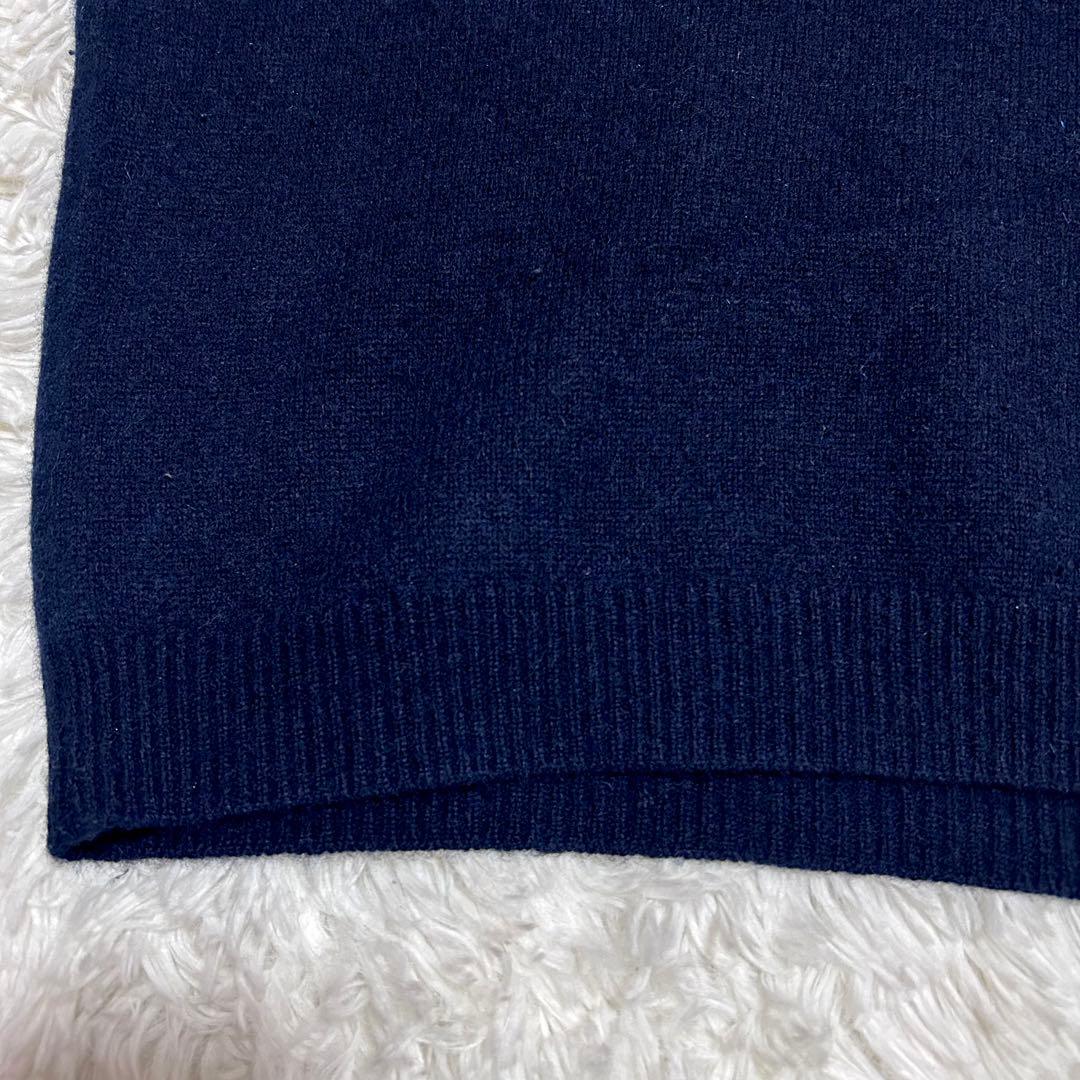 【美品】MaxMara カシミヤ100%　Mロゴ　ニット　セーター　ネイビー　L