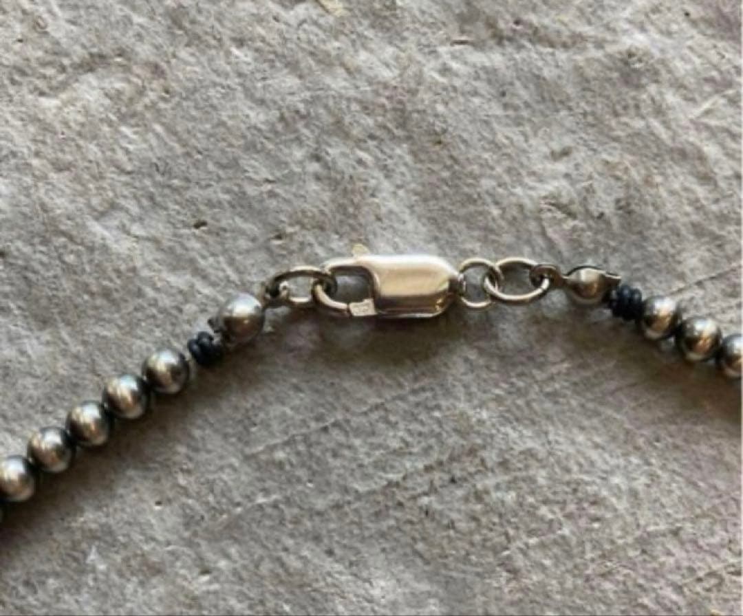 SV925製 ナバホパール 45㎝ 4ミリ　シンプルネックレス　ナバホ