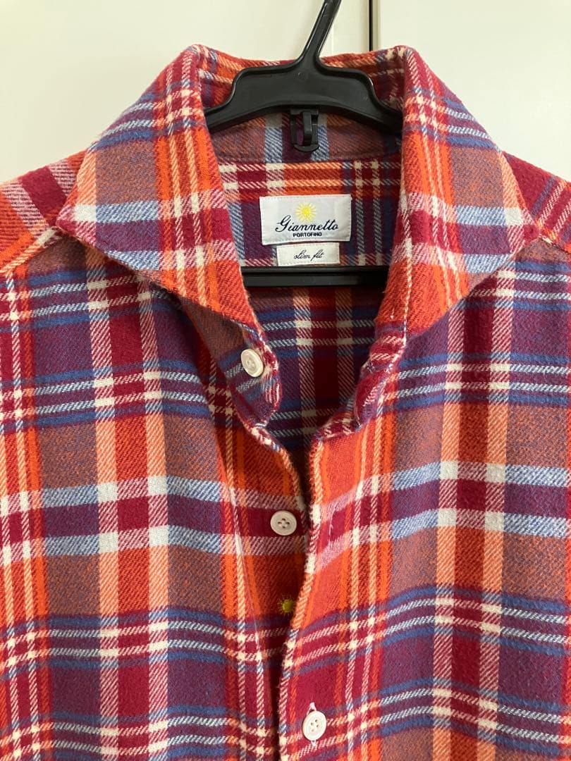 giannetto ジャンネット フランネル レッド シャツ 39/Mサイズ