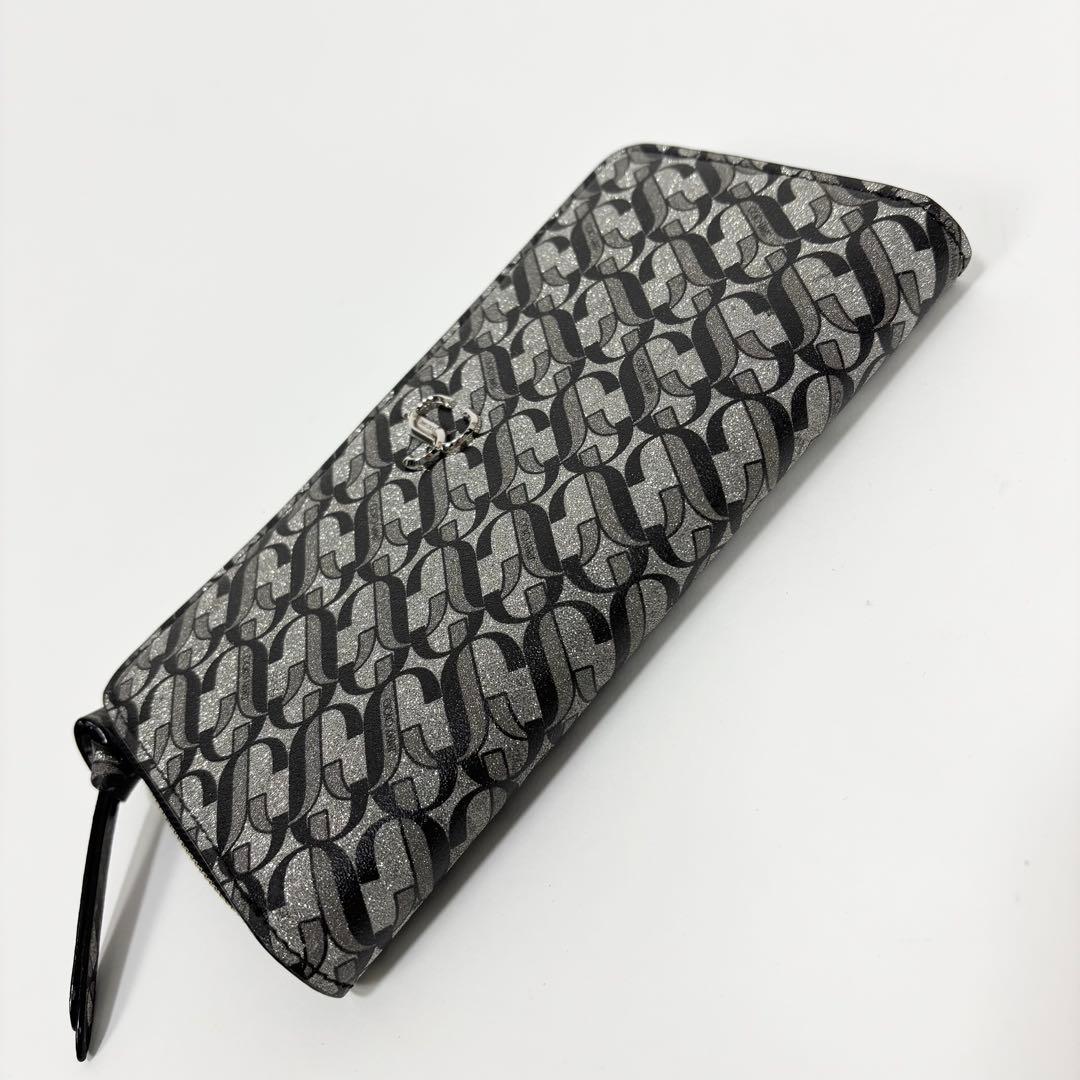 JIMMY CHOO ジミーチュウ グリッターレザー ラウンドファスナー 長財布