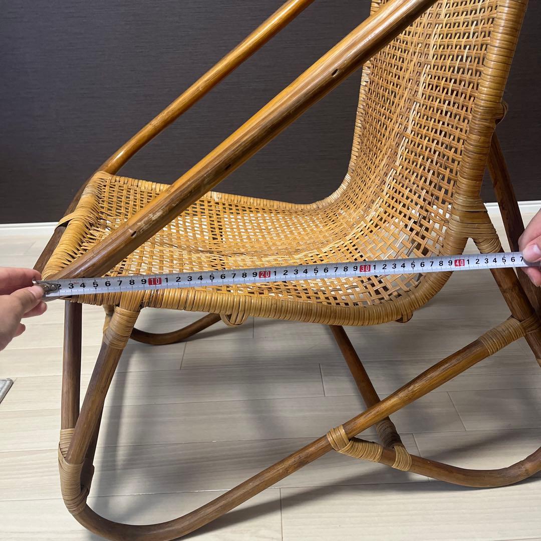 古家具ナチュラル天然素材　ラタンフレーム　ラタンチェア　椅子　アームチェア　２
