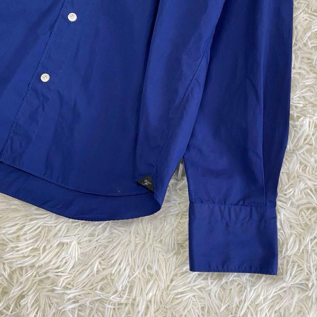 【未使用•タグ付✨】フィナモレ アルモ生地 長袖 カッタウェイシャツ 青 M