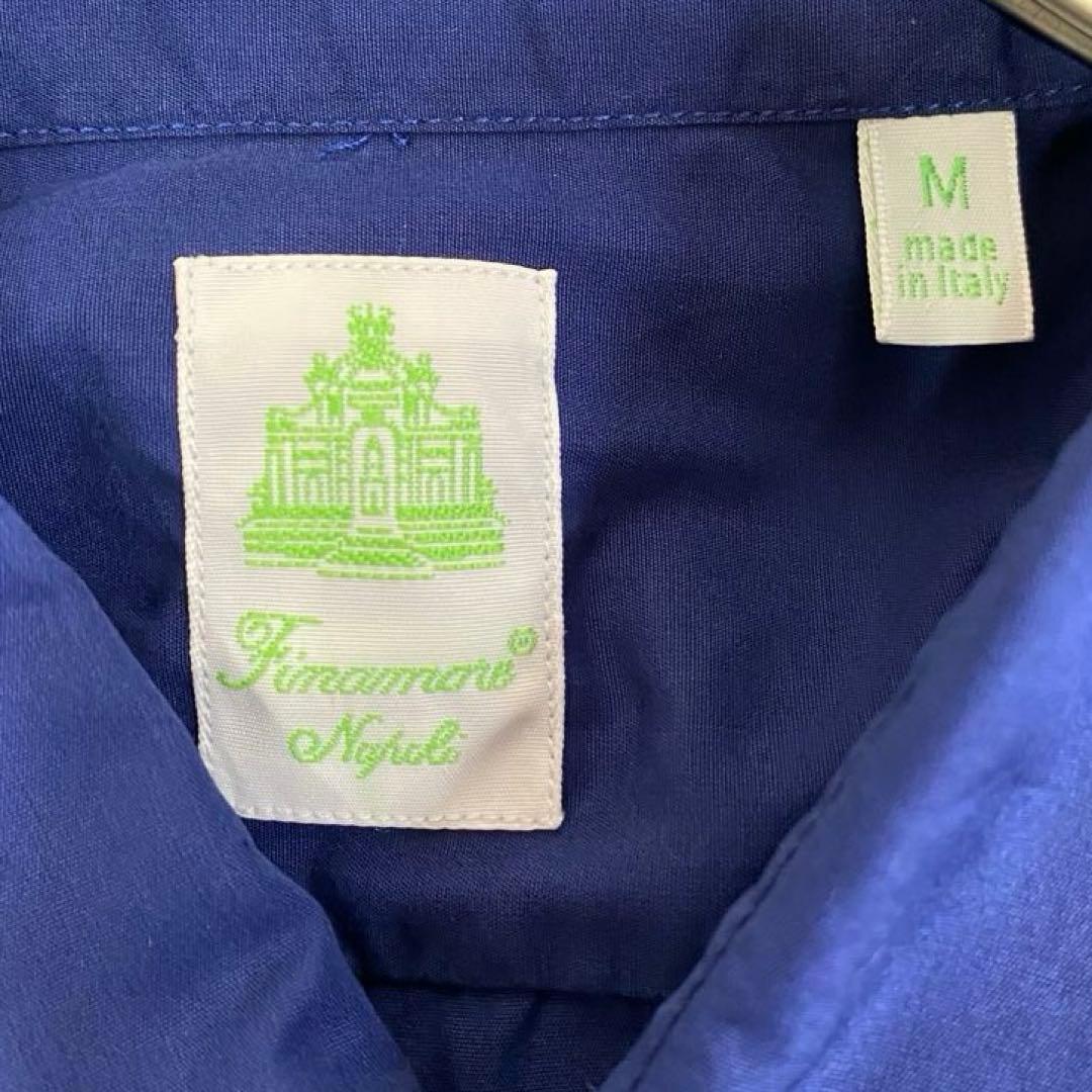 【未使用•タグ付✨】フィナモレ アルモ生地 長袖 カッタウェイシャツ 青 M