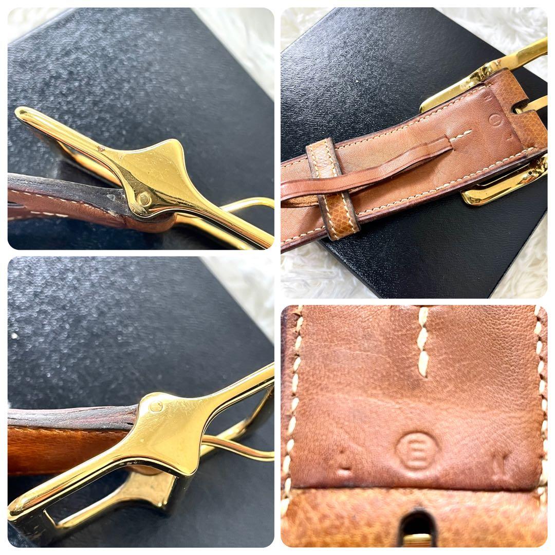 エルメス　HERMES レディース　ベルト　ブラウン　ゴールドバックル