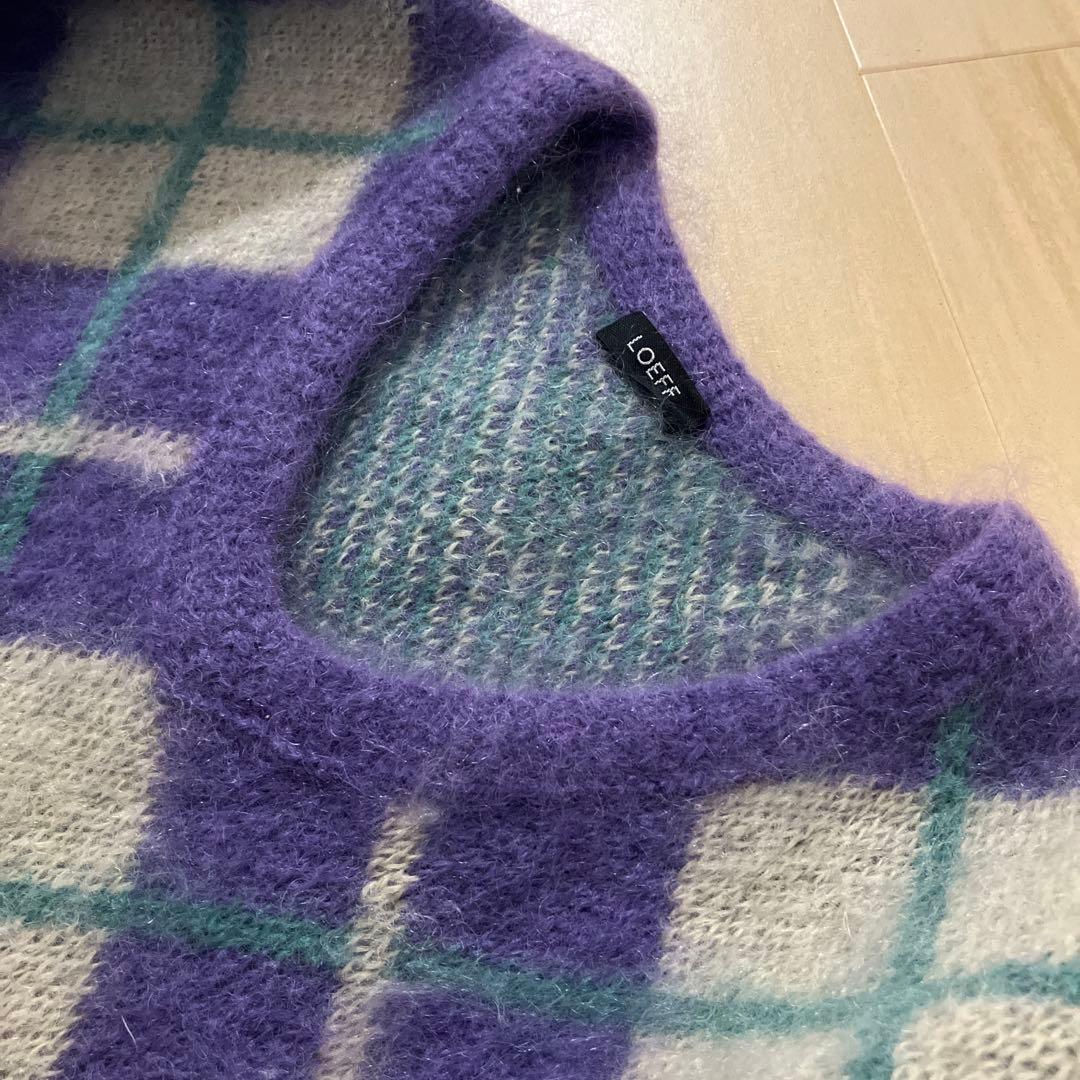 LOEFF / アーガイルシャギーモヘアＶネックニット