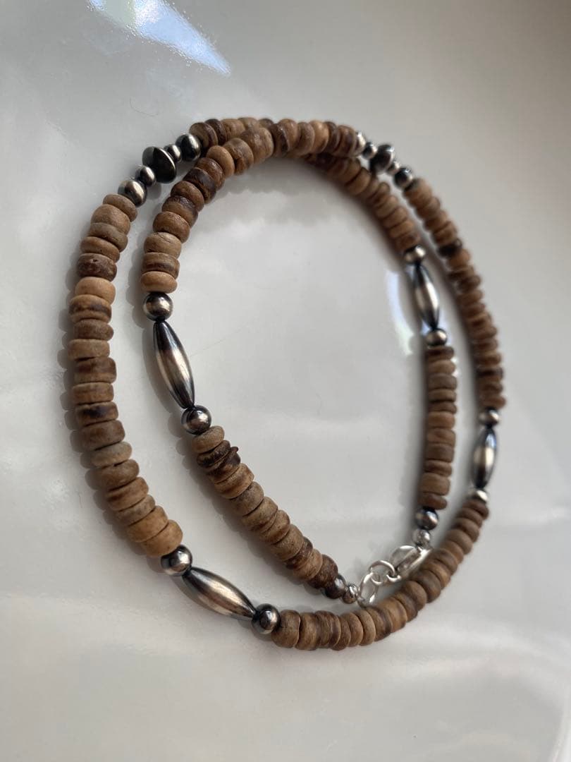 ナバホ ビーズ パール シルバー silver 925 ネックレス ココナッツ