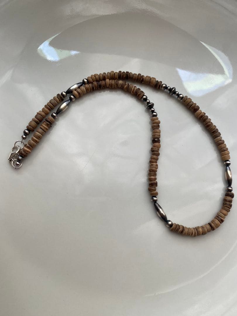 ナバホ ビーズ パール シルバー silver 925 ネックレス ココナッツ