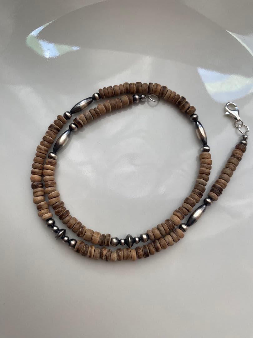 ナバホ ビーズ パール シルバー silver 925 ネックレス ココナッツ