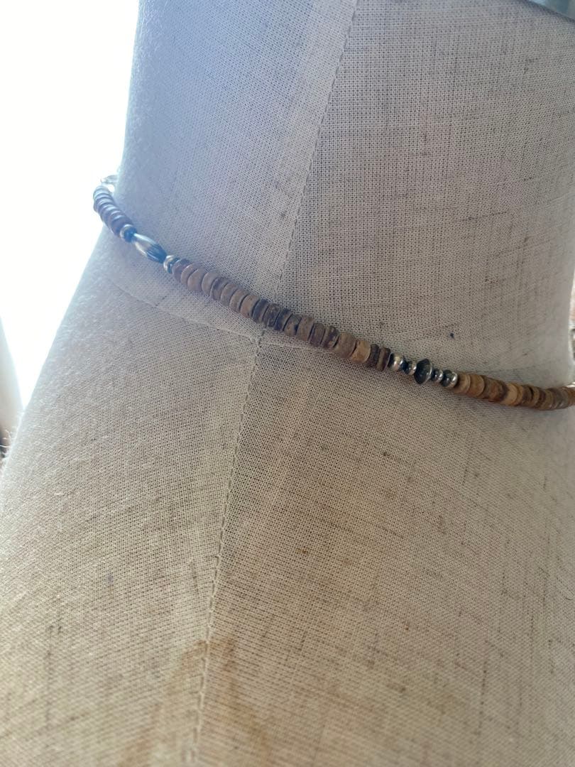 ナバホ ビーズ パール シルバー silver 925 ネックレス ココナッツ