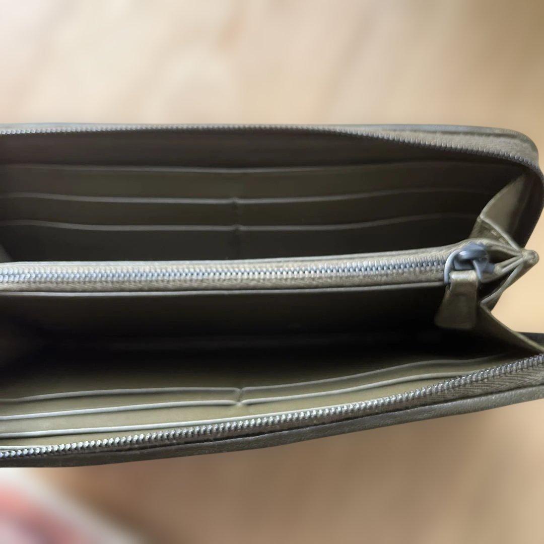 Bottega Veneta 長財布 ダークグリーン ネイビー 編み込み