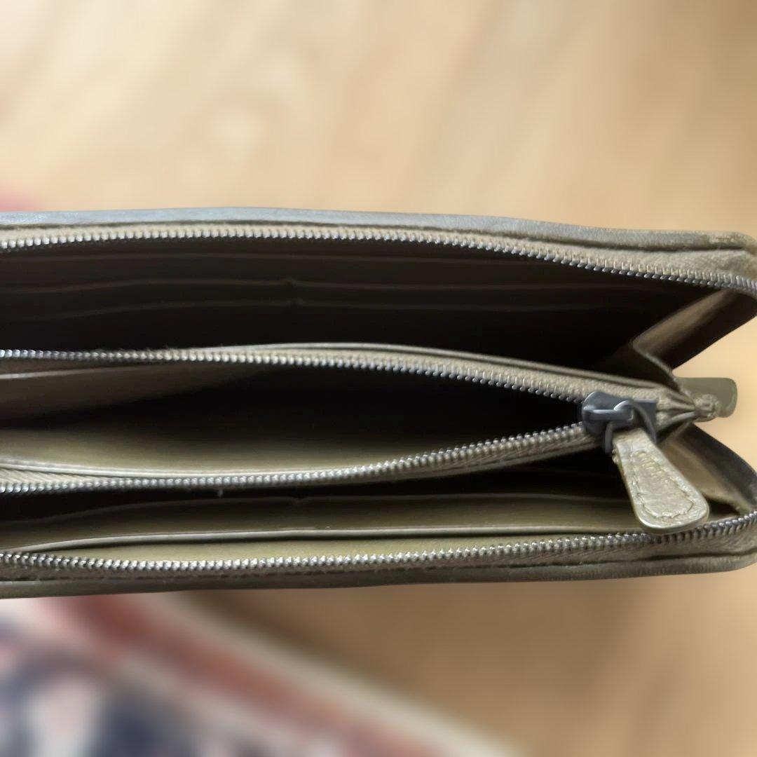 Bottega Veneta 長財布 ダークグリーン ネイビー 編み込み