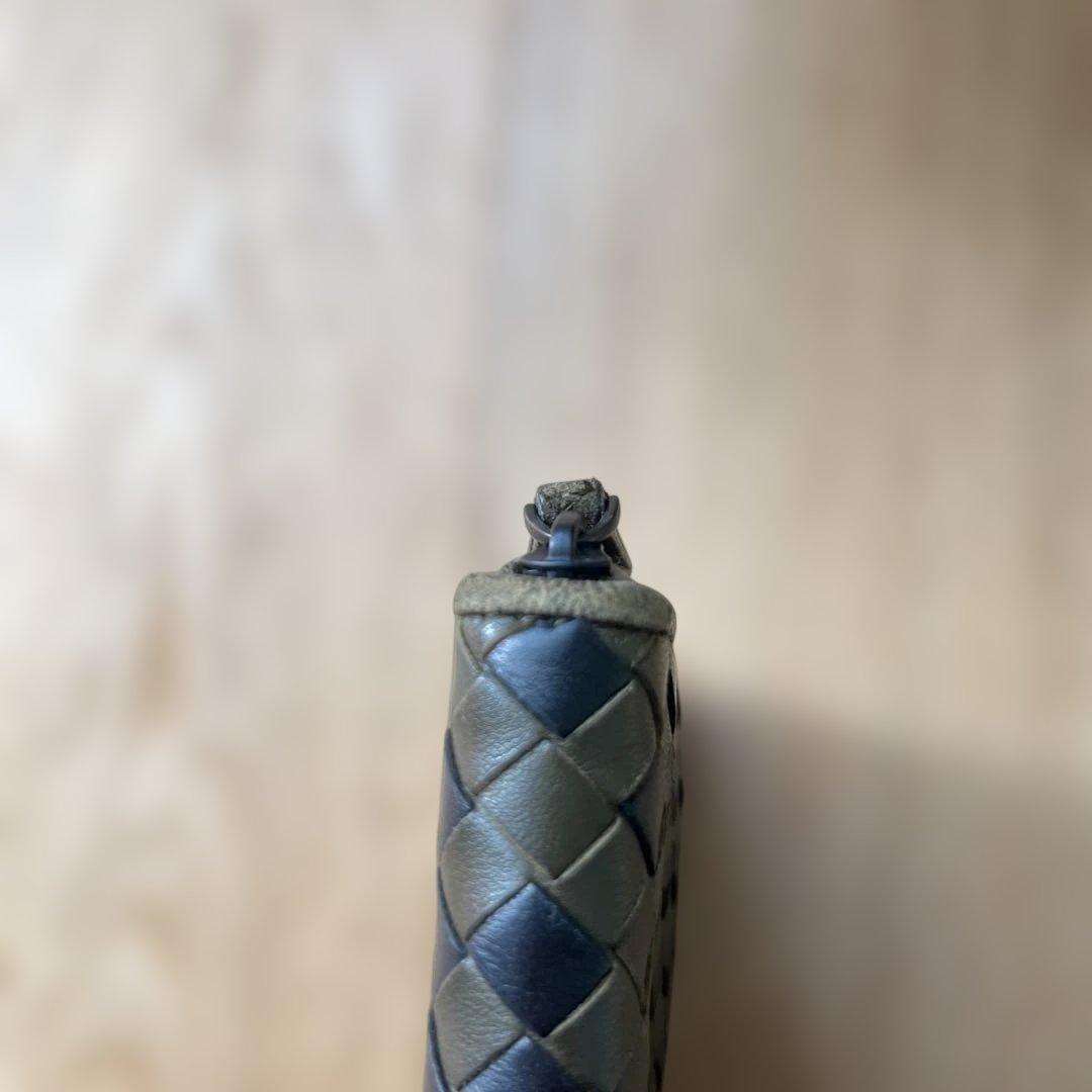 Bottega Veneta 長財布 ダークグリーン ネイビー 編み込み