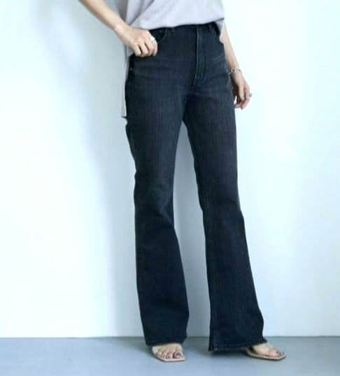 【未使用タグ付】YANUK ★ ヤヌーク フレア デニムパンツ ストレッチ 黒