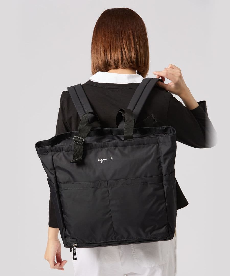 超美品agnès b. 黒 マザーズバッグ