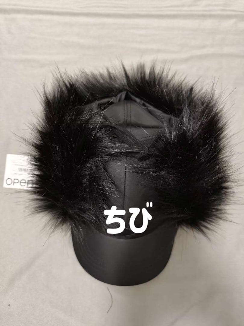 Open yy ファー付き黒キャップ YYロゴ