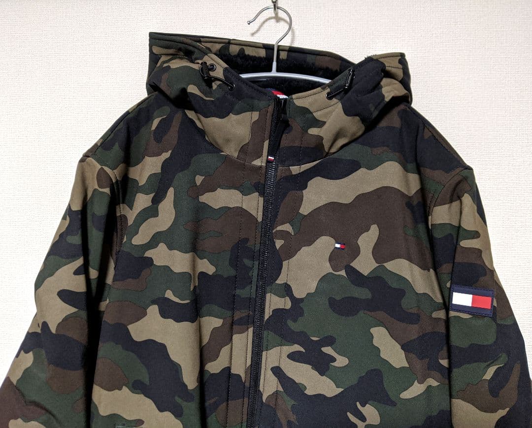 【 】フード付き中綿ジャケット/総柄/迷彩/ロゴ/新品