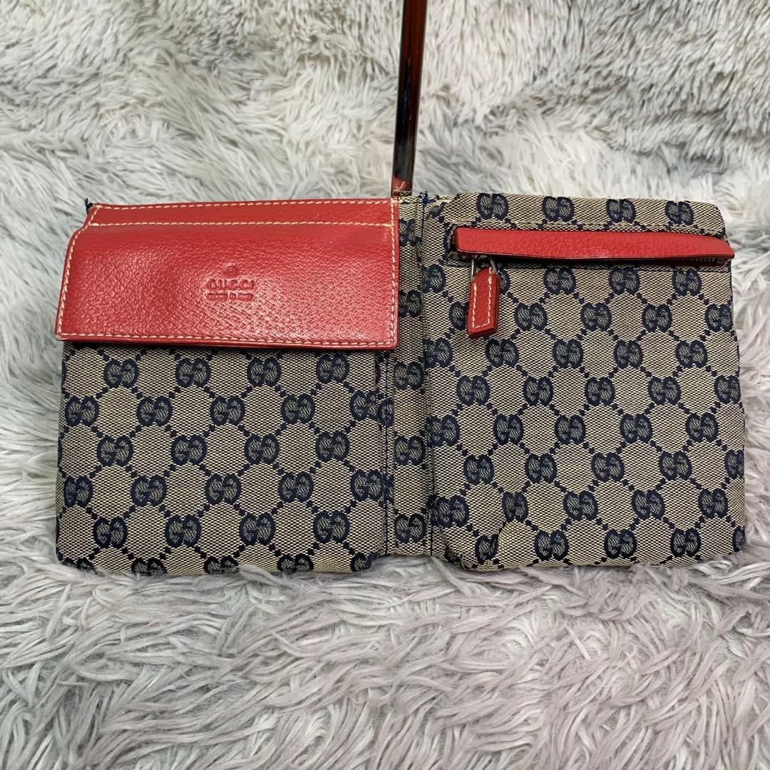 GUCCI グッチ ウエストポーチ ショルダーバッグ GG柄 キャンバス レザー