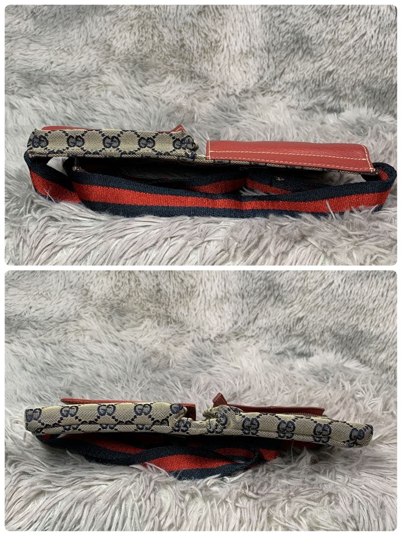 GUCCI グッチ ウエストポーチ ショルダーバッグ GG柄 キャンバス レザー