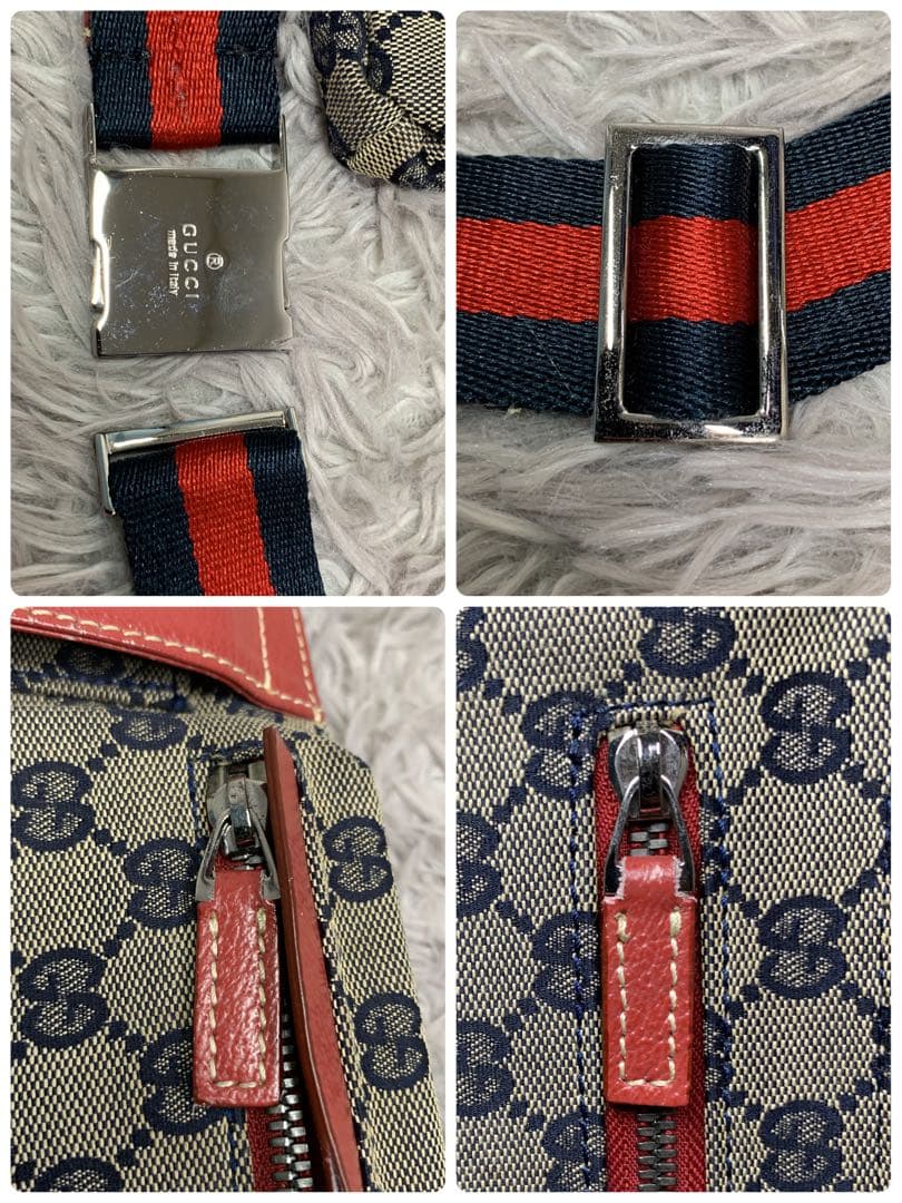 GUCCI グッチ ウエストポーチ ショルダーバッグ GG柄 キャンバス レザー