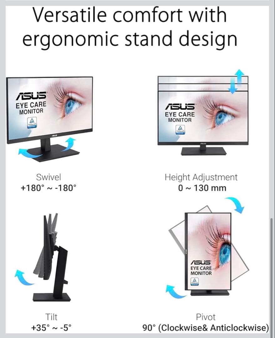 【箱有・美品】ASUS モニター VA24EQSB 23.8インチ 縦横回転