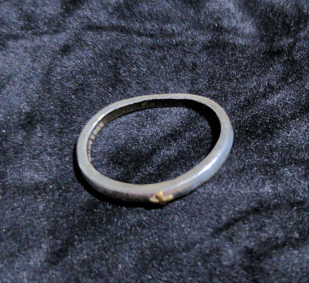 SILVER1000　K24　刻印リング　金ゴールド十字架　シルバーリング