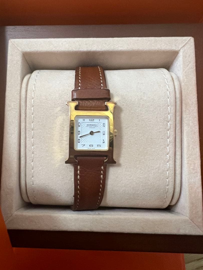 HERMES Hウォッチ ブラウンレザー