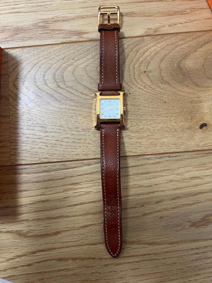 HERMES Hウォッチ ブラウンレザー