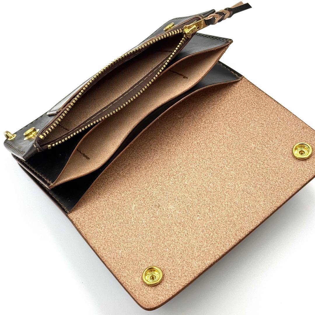 トラッカーウォレット(ブラック)サドルレザー　タロンジッパー　真鍮金具