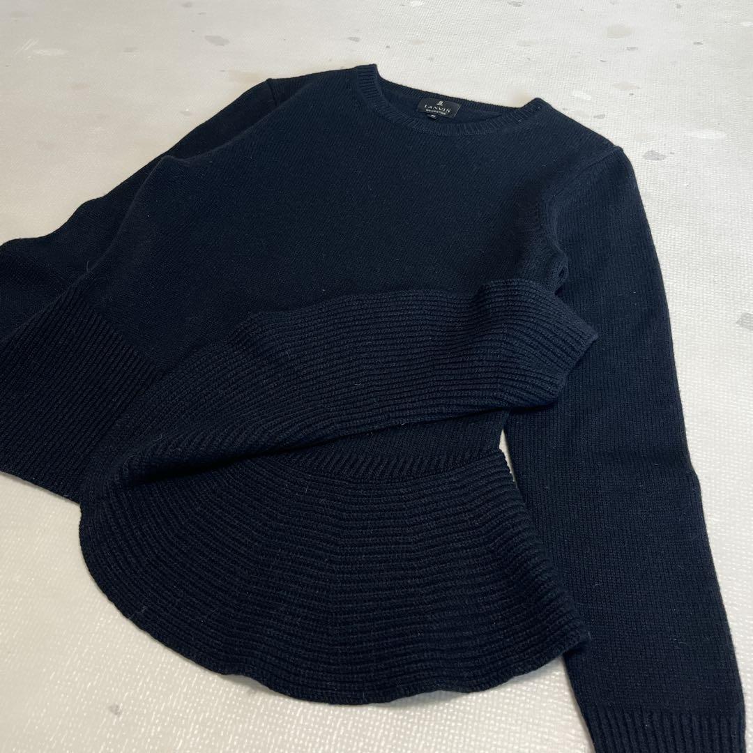 ランバンコレクション　ニット　プルオーバー　シルク　アルパカ　ブラック　40