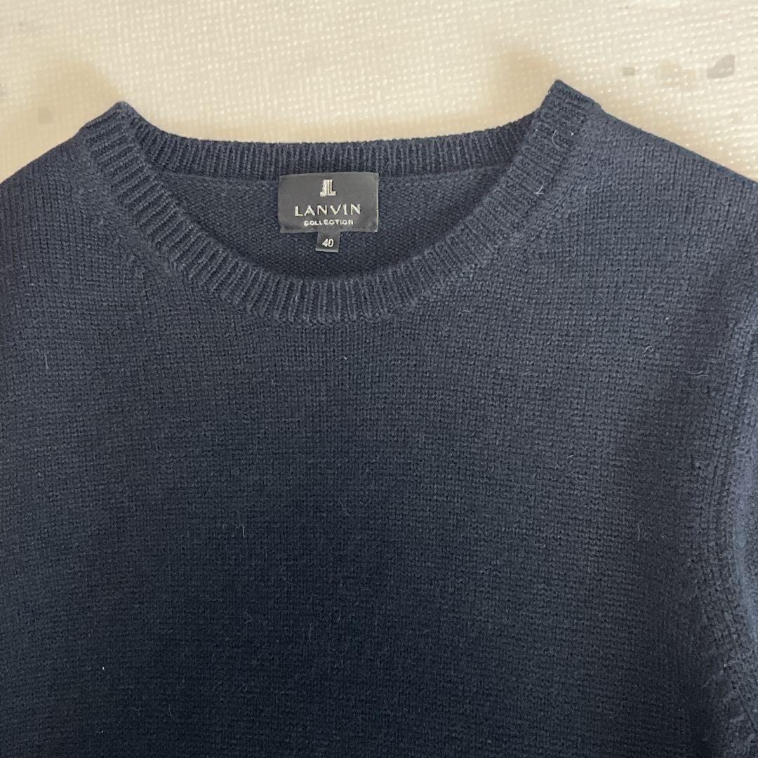 ランバンコレクション　ニット　プルオーバー　シルク　アルパカ　ブラック　40