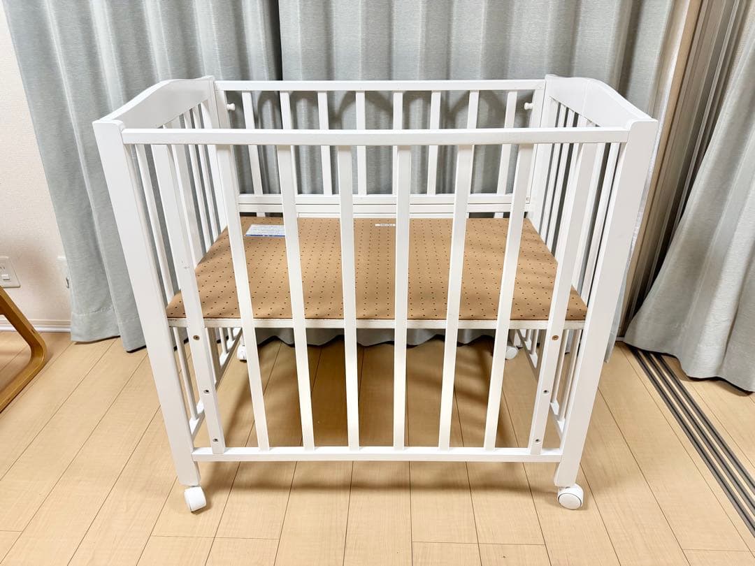 KATOJI ミニ ベビーベッド キャスター付き ホワイト