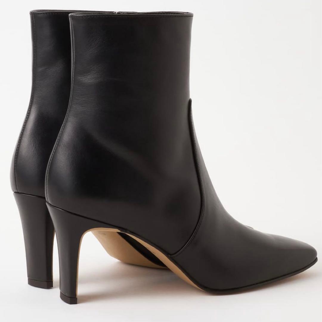 DIANA ブラックレザー ブーツ 7cm板ヒール