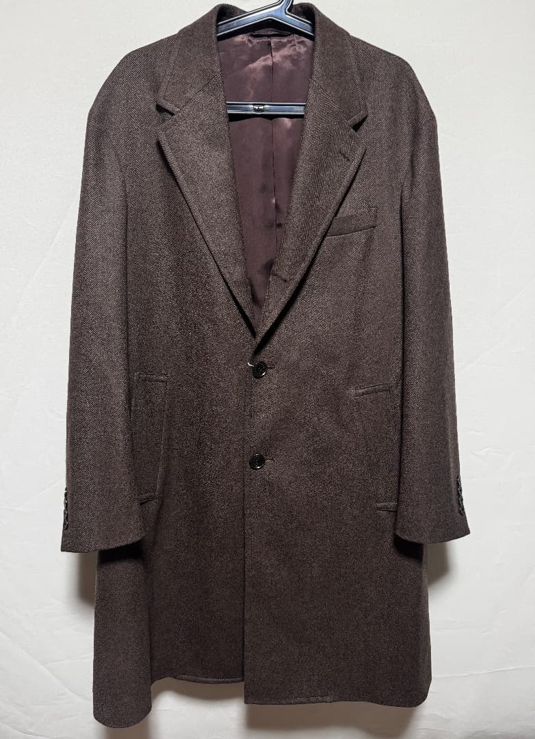 GOOVI ウールカシミヤソフトツイードシングルチェスターコート サイズ2 新作