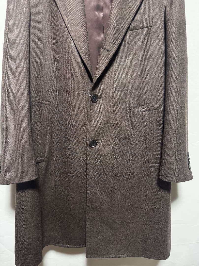 GOOVI ウールカシミヤソフトツイードシングルチェスターコート サイズ2 新作