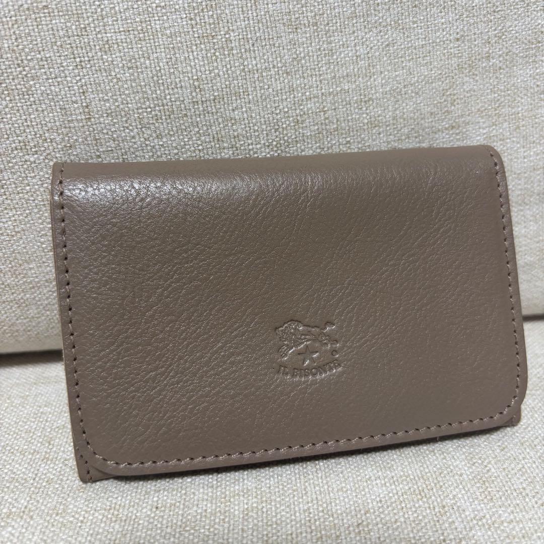 IL BISONTE グレージュ名刺入れ オリジナル袋付き