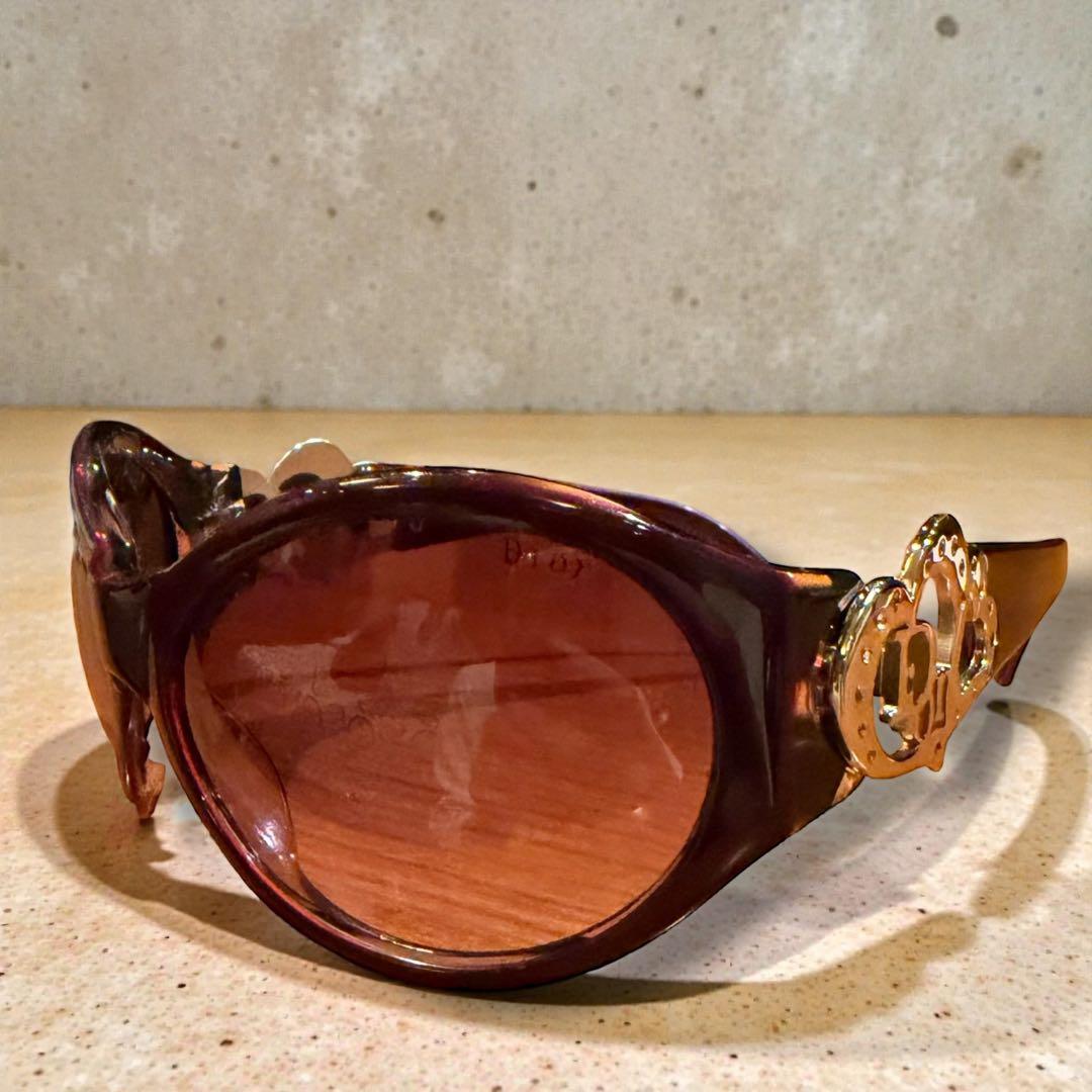 ディオール Dior サングラス ハート　パープル　紫　y2k ラインストーン