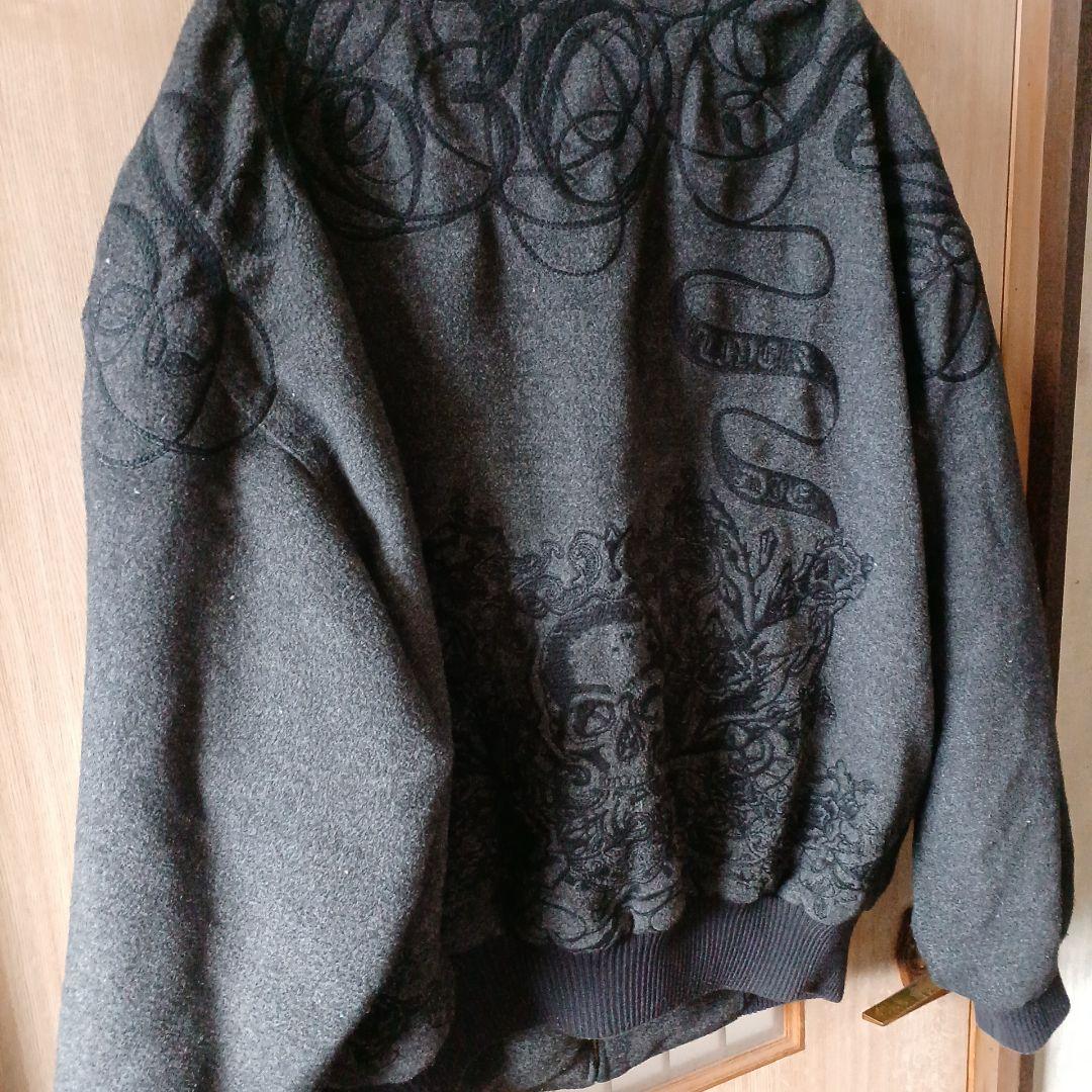 ペレペレ　pelle pelle スカル刺繍 ボンバージャケット グレー